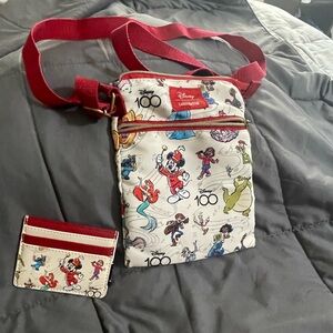 Loungerfly crossbody multi color mickey mouse bag
